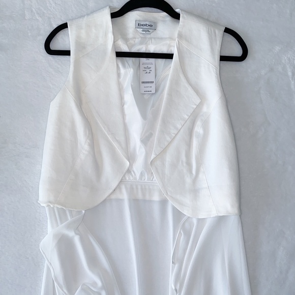 Bebe  Linen Vest & Chiffon duster (white) Size 8 - Picture 1 of 11